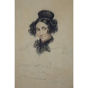 Louis Ricquier. Portrait De Dame. Signé & Daté 1833