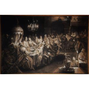 Ecole du Nord, vers 1600. Le Festin de Balthasar.