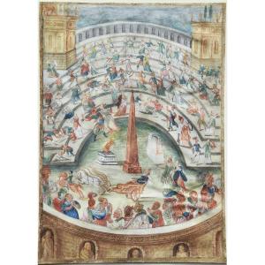 Ecole du Nord, vers1500. Scène de fête dans un amphithéâtre.