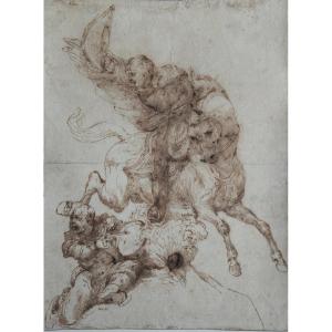 Italian Neoclassical School. Study Of A Horseman And A Seated Drummer.