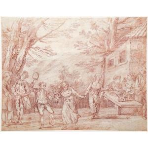 Ecole française du XVIIIè. Fête villageoise.