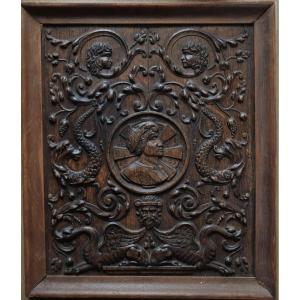 France, Circa 1550. Carved Oak Panel In Bas-relief.