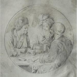 Attributed To Cornelis Moninckx 1623-1666. Discussion Between Card Players Seated At A Table.