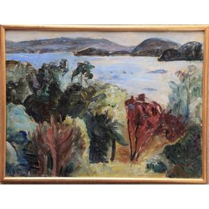 Henry Arntzen 1885 - 1957. Paysage fluvial.