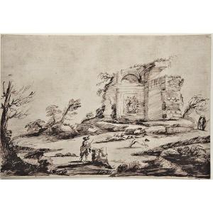 Il Falsario Del Guercino. Animated Landscape With Ruins.