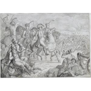 Ecole française du XIXè. Napoléon au milieu d'un champ de bataille.
