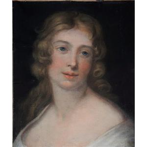 Ecole française, vers 1800. Portrait de jeune femme.