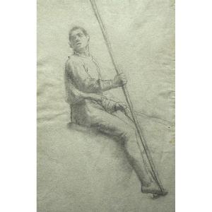 19th-century French School. Study Of A Horseman With A Pike.