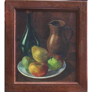 Belgian School. Still Life With Fruit And A Pitcher.