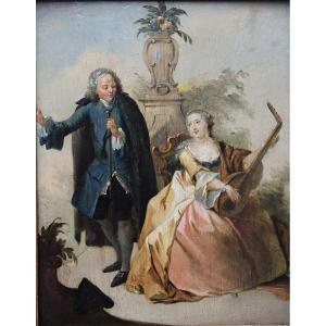 18th-century French School. A Music Lesson In A Garden.