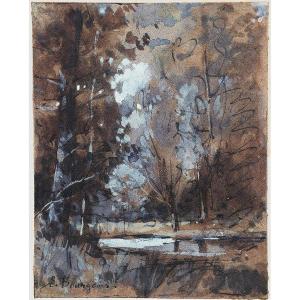 Eugène Bourgeois, 1855–1909. A Pond In The Forest.