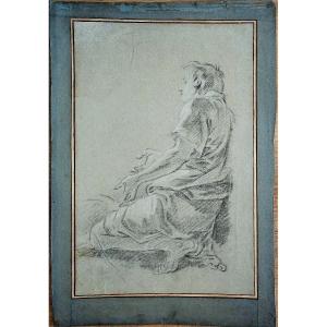 Pierre Parrocel, 1670–1739. Study Of A Kneeling Man. Formerly In The Collection Of Sir And Lady Witt.