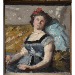 19th-century Belgian School. Study Of A Seated Woman.