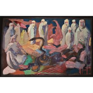 Marc Genot 1914 - 1986- The Snake Charmer - Gouache