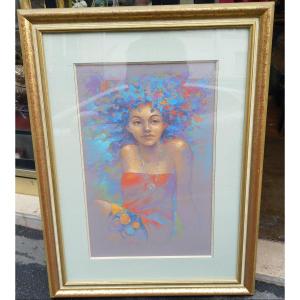 Portrait Jeune Femme à La Couronne De Fleurs 