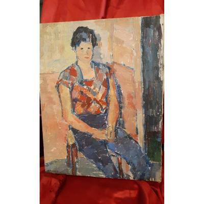 Portrait de Belle Femme Assise
