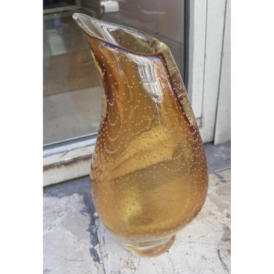 Très Beau Vase Soufflé Et Bullé De Murano