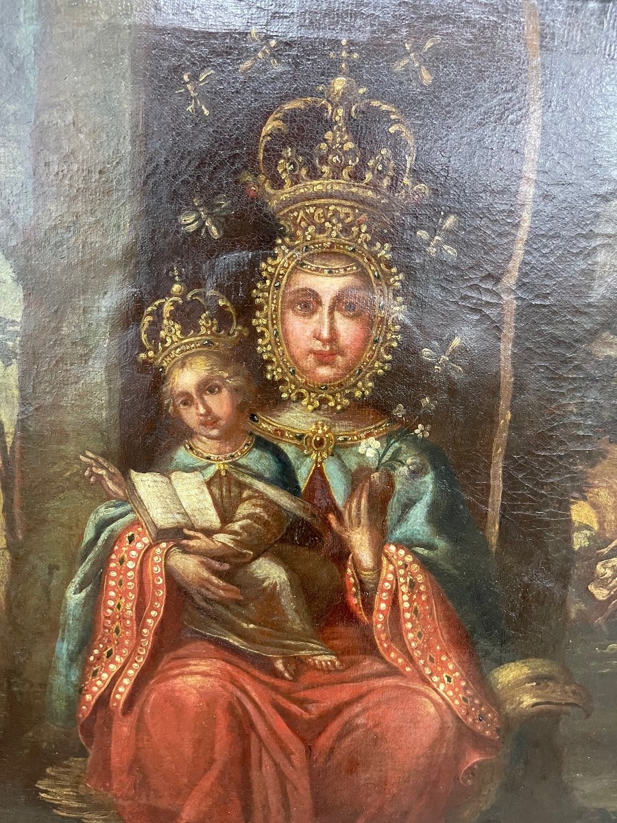 Vierge De Valvanera. Ecole Mexicaine Du XVIIe Siècle. Huile Sur Toile.-photo-3