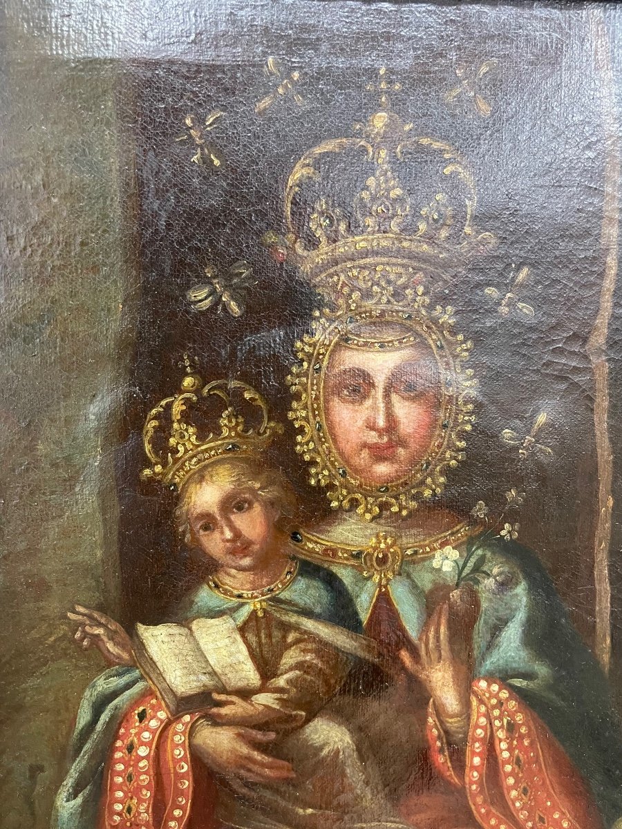 Vierge De Valvanera. Ecole Mexicaine Du XVIIe Siècle. Huile Sur Toile.-photo-1