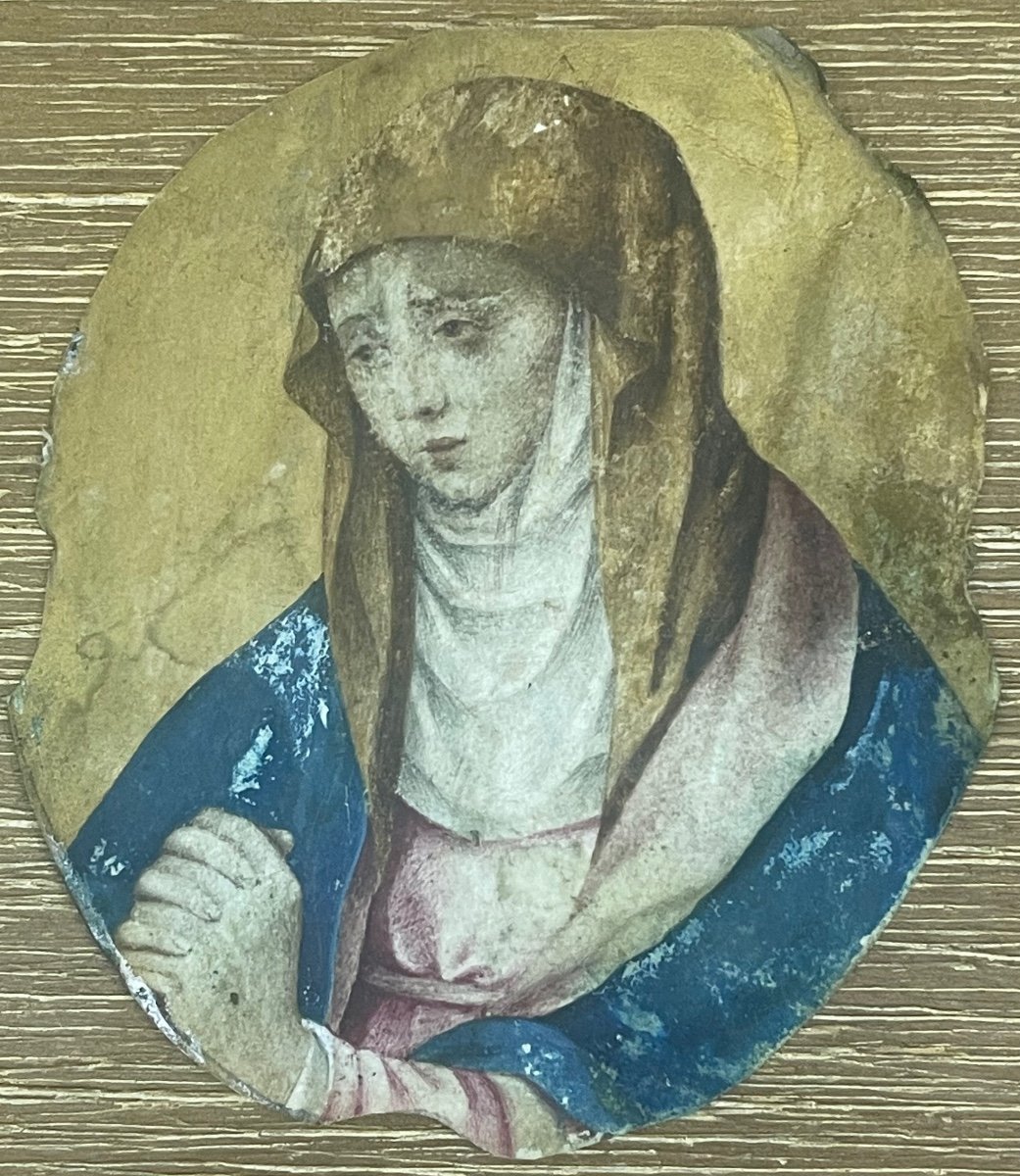 Virgin. Venetian School From The 16th Century. Parchment Or Vellum.
