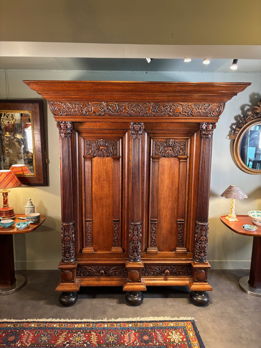Sculptural Flemish Architectured Cabinet