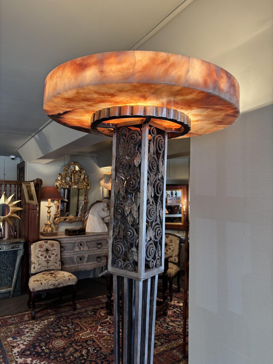 LAMPADAIRE MONUMENTAL ART DECO ATELIER VAN BOECKEL, BELGIQUE-photo-4