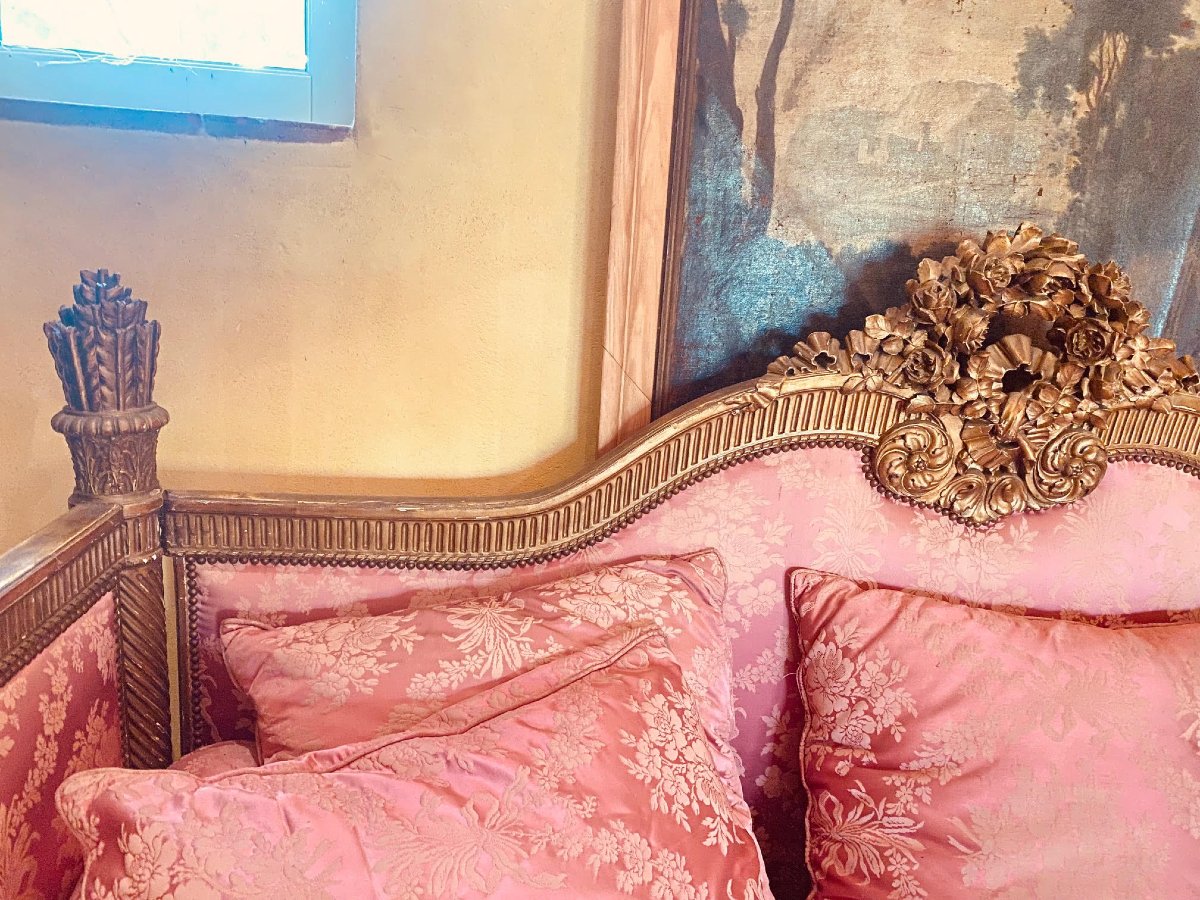 Louis XVI-style Daybed In Gilded Wood, Circa 1880.-photo-2