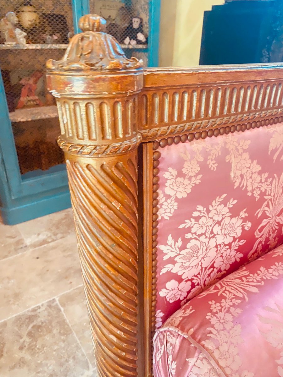 Louis XVI-style Daybed In Gilded Wood, Circa 1880.-photo-3