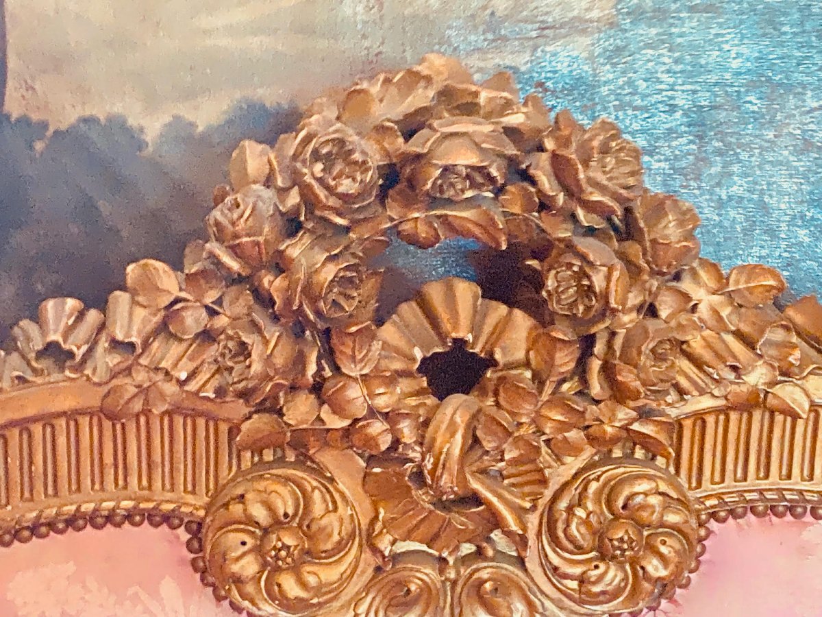 Louis XVI-style Daybed In Gilded Wood, Circa 1880.-photo-1