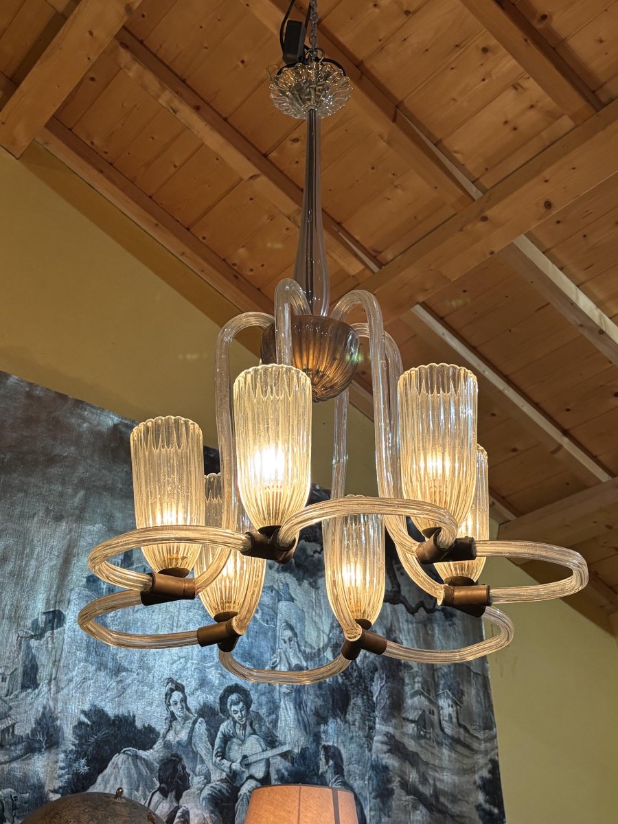 Murano Glass Chandelier Attributed To Barovier & Toso, Italy, Circa 1930