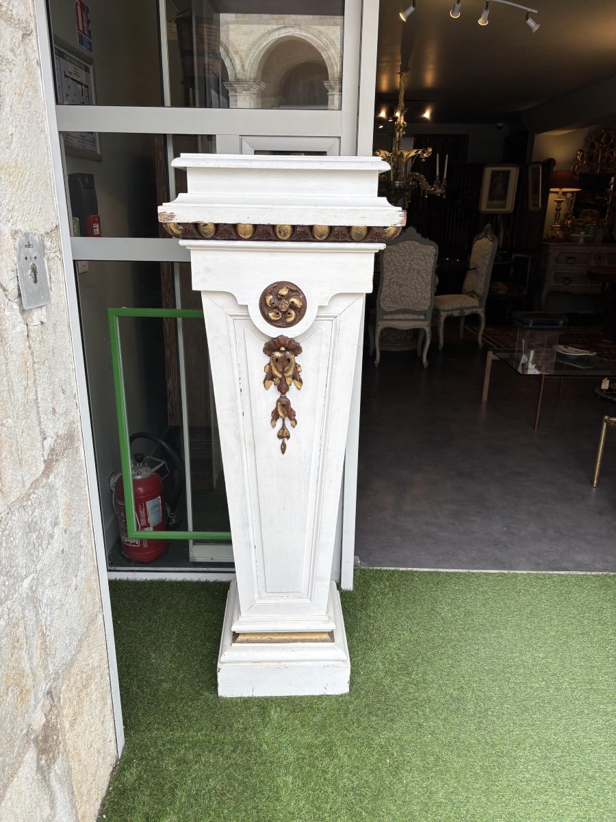Pair Of Painted Oak Pedestals/planters, 19th Century.-photo-2