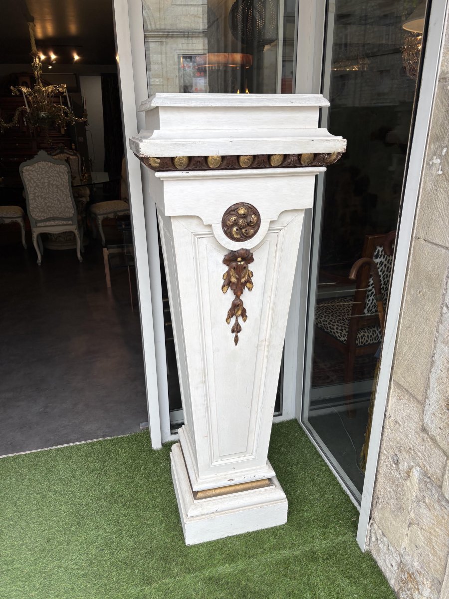 Pair Of Painted Oak Pedestals/planters, 19th Century.-photo-3
