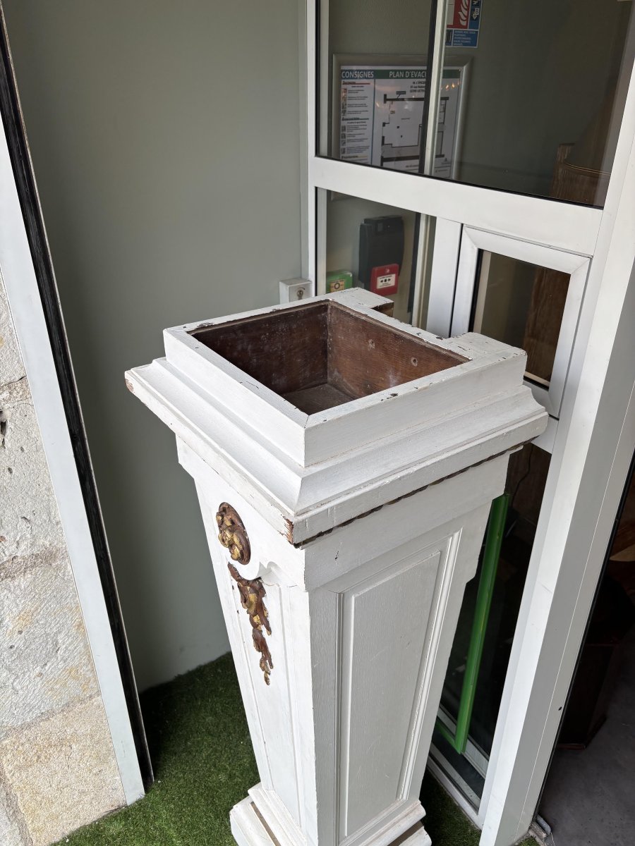 Pair Of Painted Oak Pedestals/planters, 19th Century.-photo-1