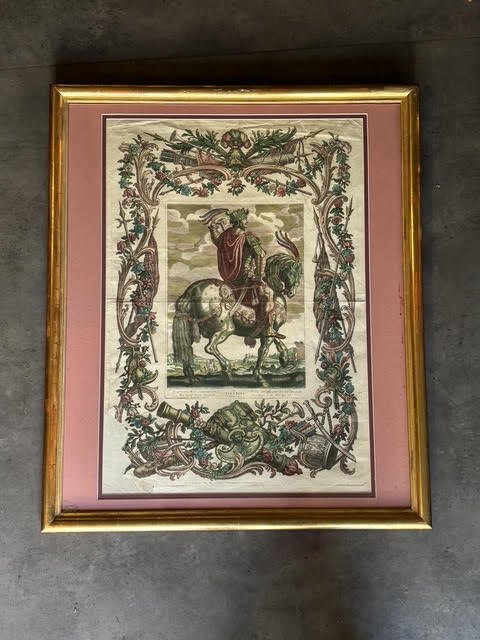 Pair Of Engravings From Tempesta's Series Of The Twelve Caesars On Horseback, By Mariette, Basset, 18th Century-photo-2