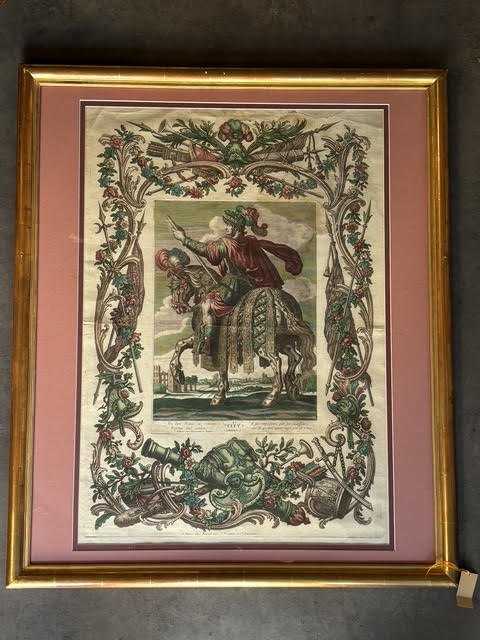 Pair Of Engravings From Tempesta's Series Of The Twelve Caesars On Horseback, By Mariette, Basset, 18th Century