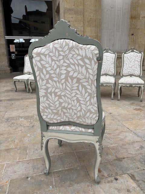 Série de 6 chaises à châssis de style Louis XV, Pietro Rosso à Turin XIXe siècle -photo-1