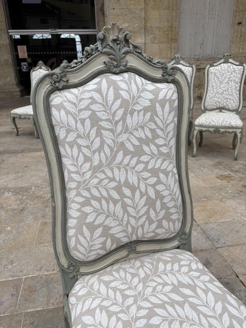 Série de 6 chaises à châssis de style Louis XV, Pietro Rosso à Turin XIXe siècle -photo-3