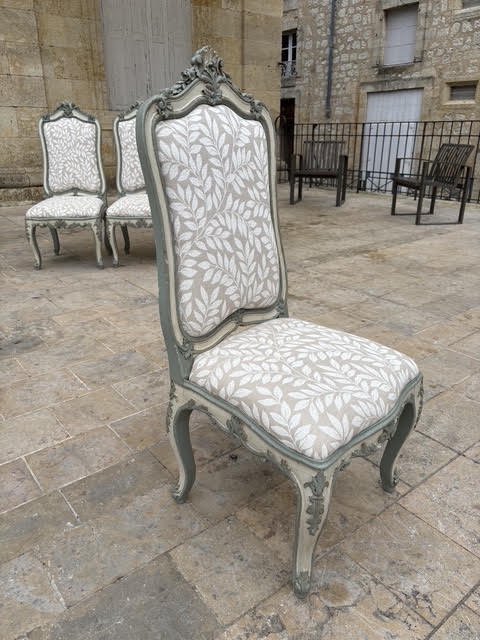 Série de 6 chaises à châssis de style Louis XV, Pietro Rosso à Turin XIXe siècle -photo-4