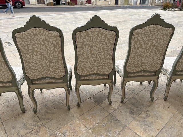 Série de 6 chaises à châssis de style Louis XV, Pietro Rosso à Turin XIXe siècle -photo-5