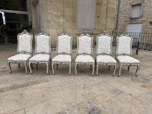 Série de 6 chaises à châssis de style Louis XV, Pietro Rosso à Turin XIXe siècle -photo-6