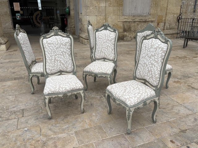 Série de 6 chaises à châssis de style Louis XV, Pietro Rosso à Turin XIXe siècle 