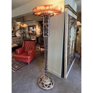 Monumental Art Deco Floor Lamp By Atelier Van Boeckel, Belgium Circa 1930