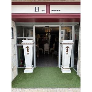 Pair Of Painted Oak Pedestals/planters, 19th Century.