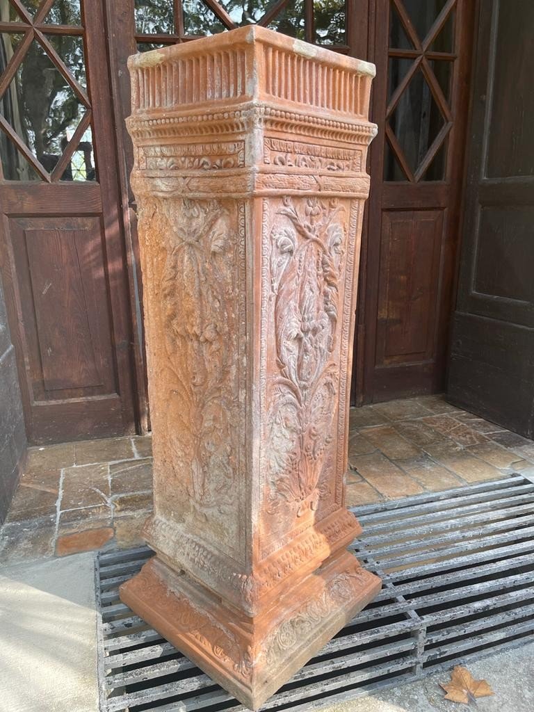 Paire De Colonnes En Terre Cuite 19eme-photo-2