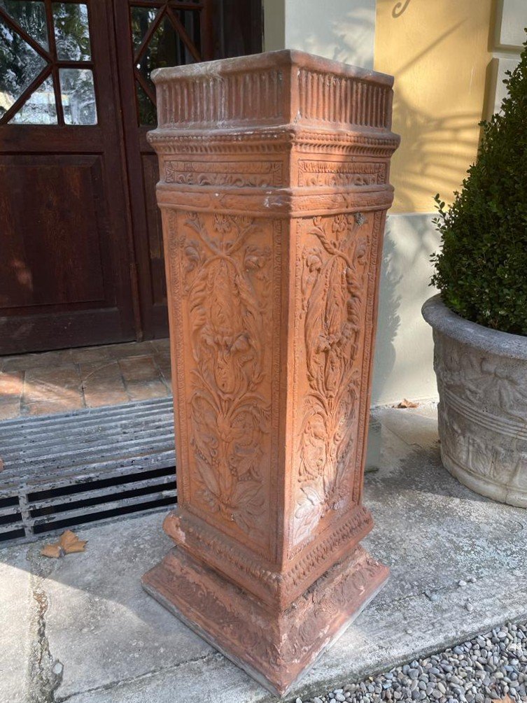 Paire De Colonnes En Terre Cuite 19eme-photo-3