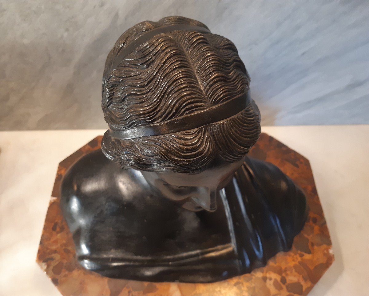 Buste de Sappho Bronze Italien Début 19eme-photo-3
