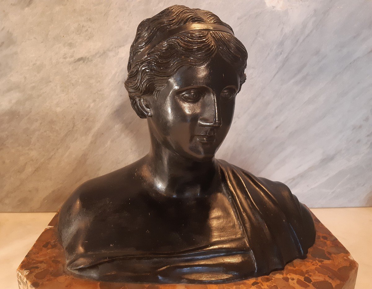 Buste de Sappho Bronze Italien Début 19eme-photo-4