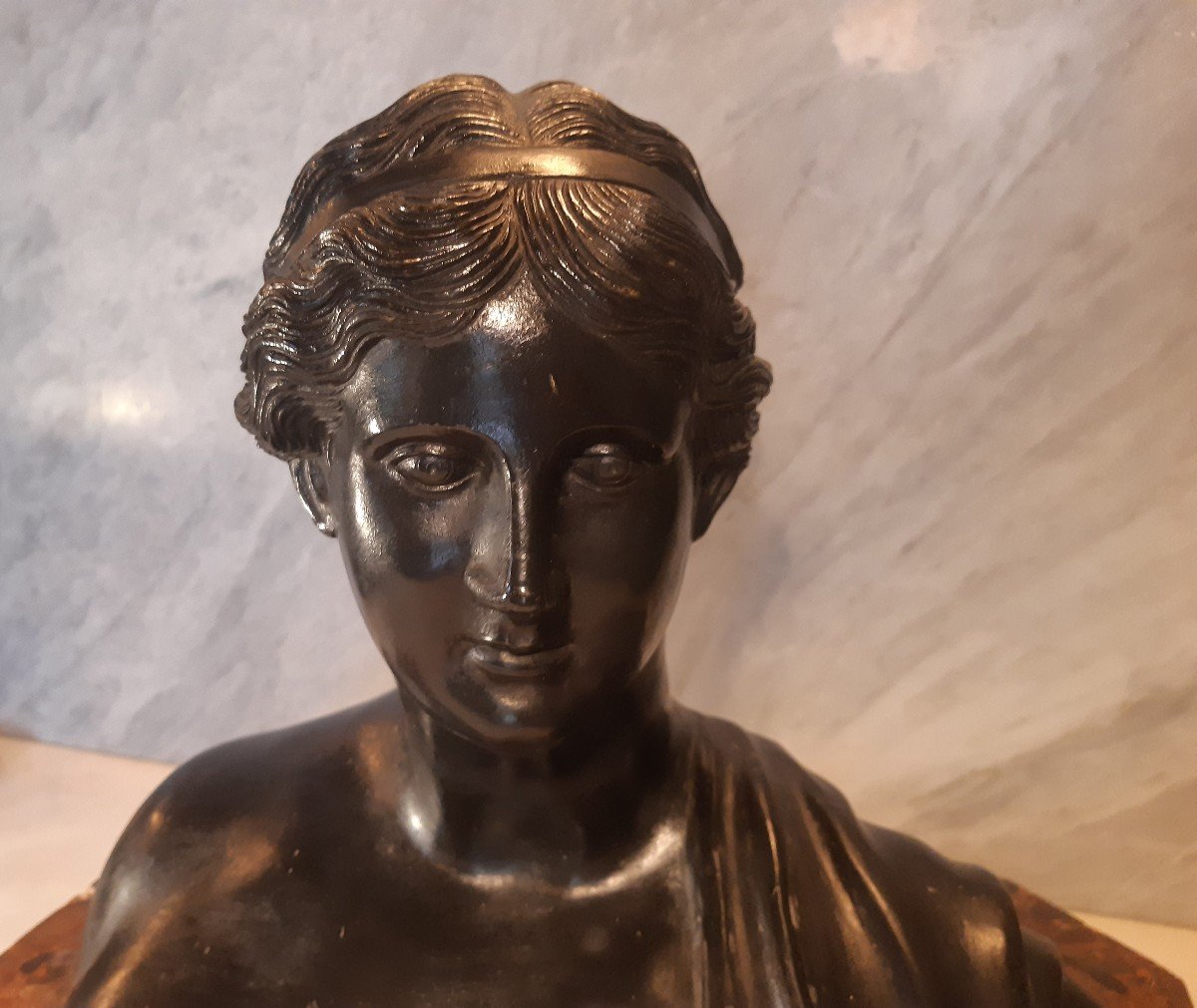 Buste de Sappho Bronze Italien Début 19eme-photo-4