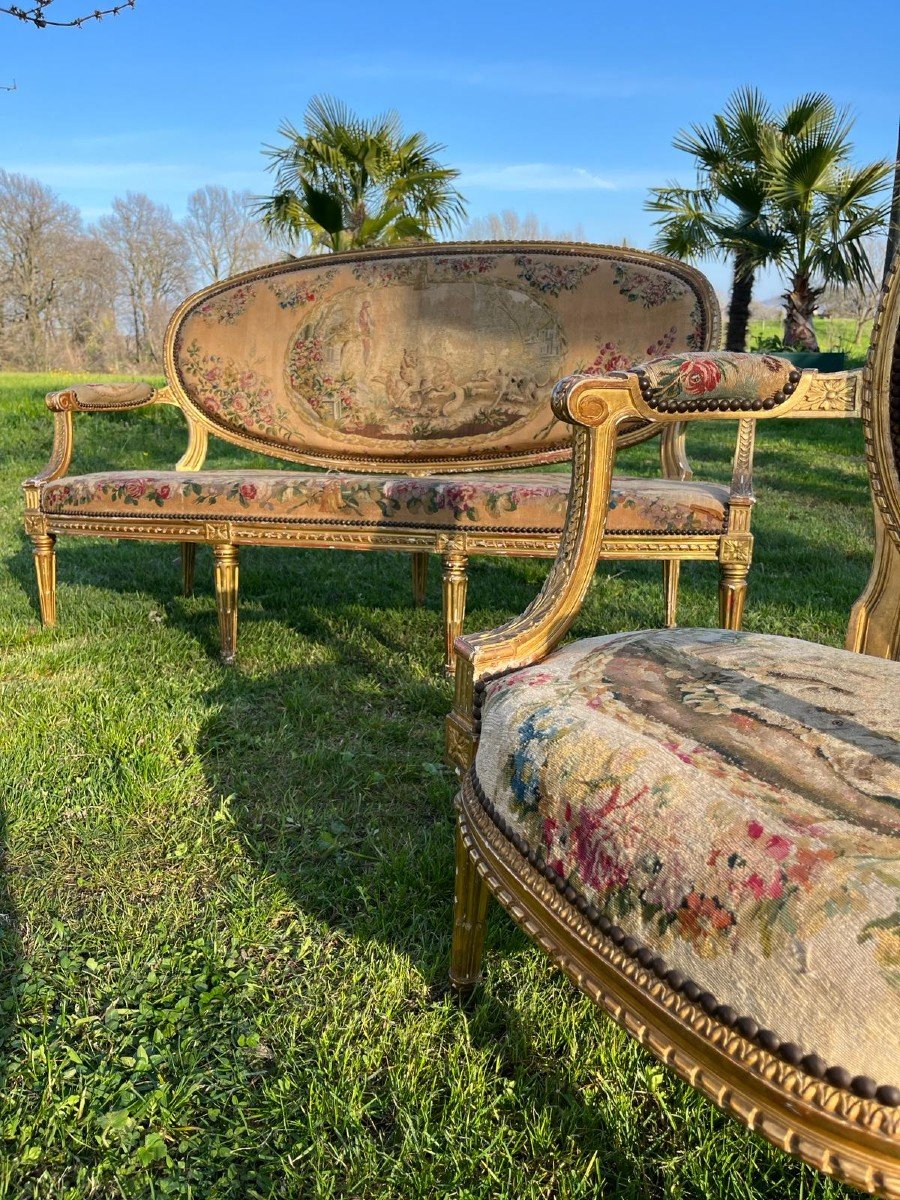 Sofa And 6 Armchairs End Of 18th Century-photo-2