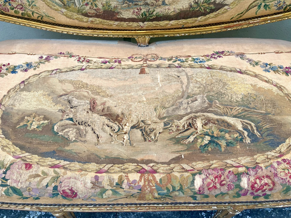 French Sofa 18 Th Century Signed Courtois-photo-4